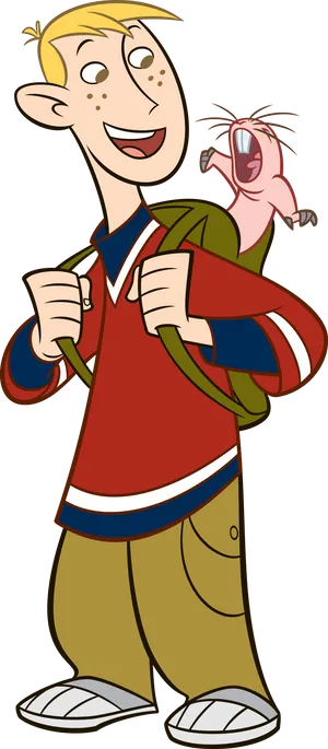 Animated Teen Boyand Mole Rat PNG Image