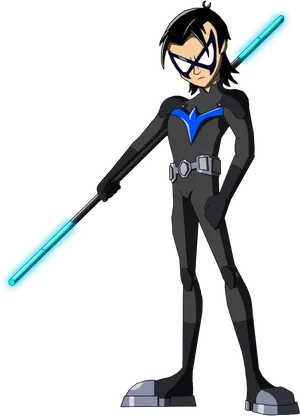 Animated Teen Hero With Energy Staff PNG Image