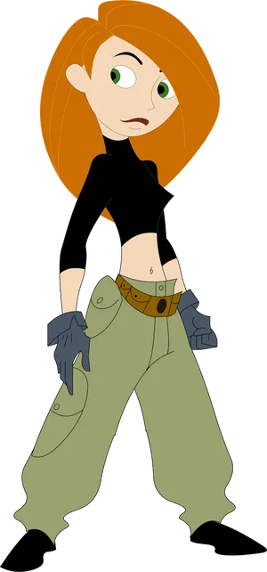 Animated Teen Heroine Stance PNG Image