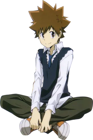 Animated Teen Sitting Casually PNG Image