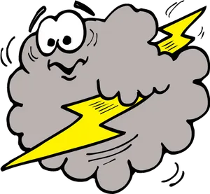 Animated Thunderstorm Cloud With Lightning Bolts PNG Image