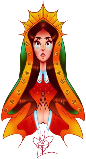 Animated Virgen De Guadalupe Artwork PNG Image