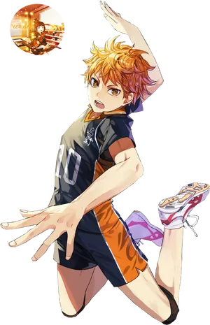 Animated Volleyball Player Action Pose PNG Image