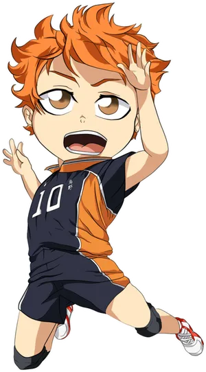 Animated Volleyball Player Hinata Action Pose PNG Image