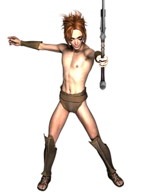 Animated_ Warrior_ With_ Spear PNG Image