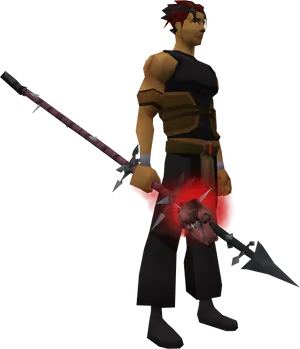 Animated Warrior With Spear PNG Image