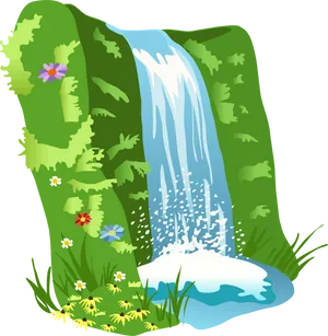 Animated Waterfall Nature Scene PNG Image