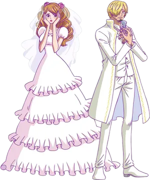 Animated Wedding Couple Illustration PNG Image