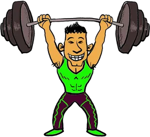 Animated Weightlifter Raising Barbell PNG Image