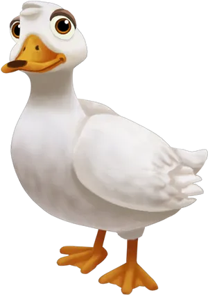 Animated White Duck Character PNG Image