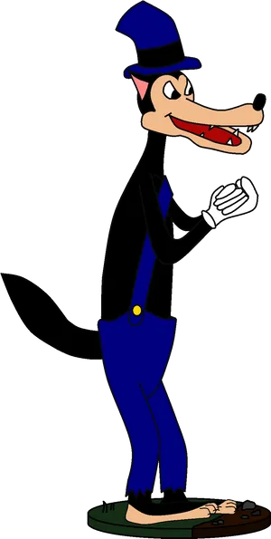 Animated Wolf Characterin Top Hat PNG Image