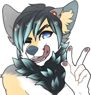 Animated Wolf Characterwith Piercings PNG Image