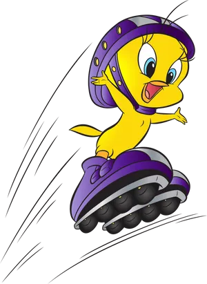 Animated Yellow Bird Skating PNG Image