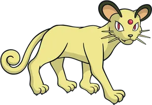 Animated Yellow Feline Creature PNG Image