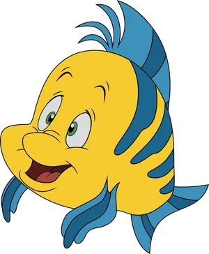 Animated Yellow Fish Character PNG Image