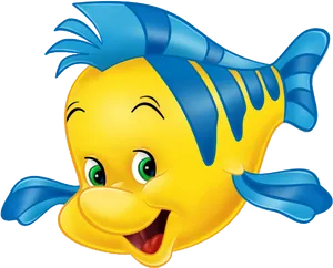 Animated Yellow Fish Character PNG Image