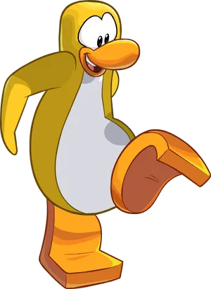 Animated Yellow Penguin Character PNG Image