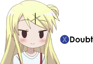 Anime Blonde Character Blushing PNG Image