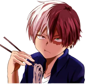 Anime Boy Eating Noodles PNG Image