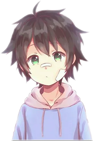 Anime Boy With Bandaid PNG Image