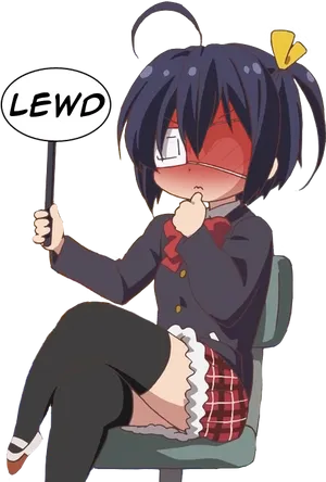 Anime Character Blushing With Lewd Sign PNG Image