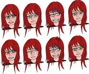 Anime Character Expressions Collage PNG Image