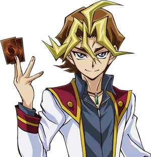 Anime Character Holding Card PNG Image