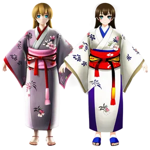 Anime Character In Kimono Png Qmr PNG Image