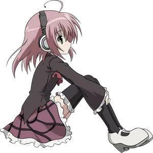 Anime Character Wearing Headphones PNG
