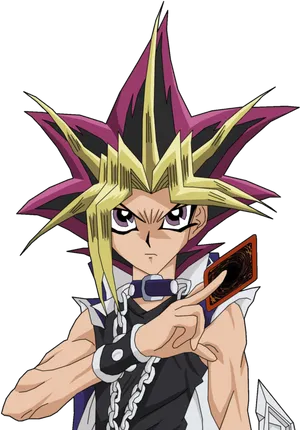 Anime Character With Card PNG Image