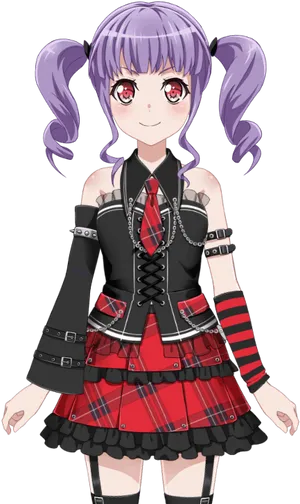 Anime Character With Purple Twin Tailsand Bangs PNG Image