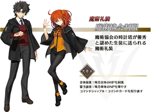 Anime Charactersin School Uniforms PNG Image