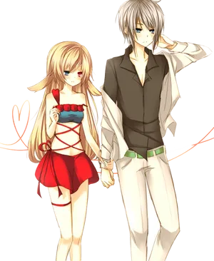 Anime Couple Holding Hands PNG Image