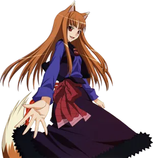 Anime_ Fox_ Girl_ Traditional_ Attire PNG Image