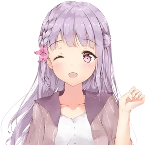 Anime Girl Blushing With Closed Eyes PNG Image