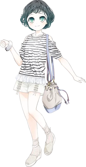 Anime Girl Casual Outfit PNG Image