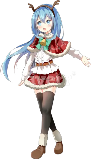 Anime Girl Reindeer Costume PNG Image