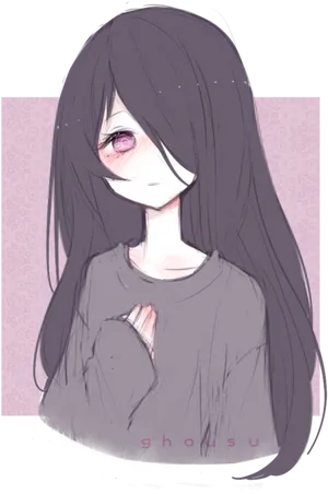 Anime Girl With Blush PNG Image