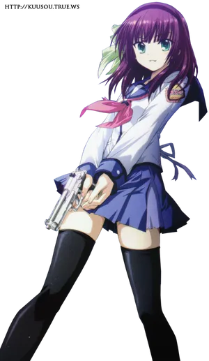 Anime Girl With Gun PNG Image