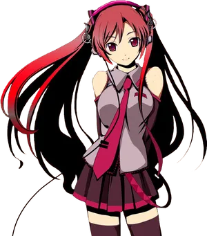 Anime Girl With Headphonesand Blush PNG Image