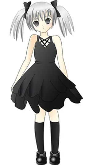 Anime Girlin Black Dress PNG Image