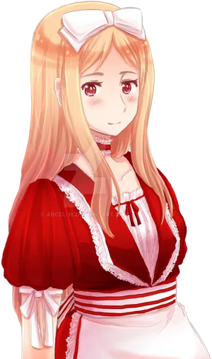 Anime Girlin Red Dress PNG Image