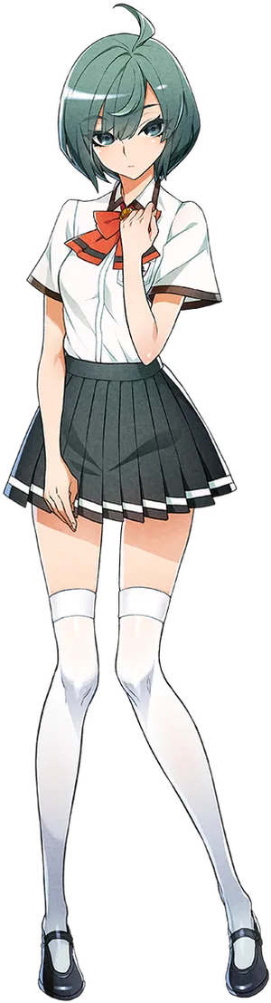 Anime Girlin School Uniform PNG Image