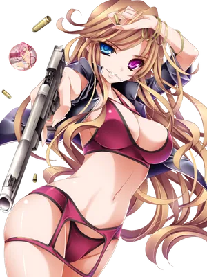 Anime Girlwith Sniper Rifle PNG Image