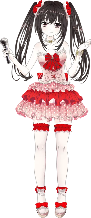 Anime Singerin Redand White Outfit PNG Image