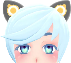 Anime Style Blue Haired Characterwith Cat Ears PNG Image