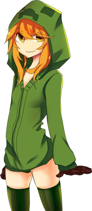 Anime Style_ Character_in_ Green_ Hoodie PNG Image