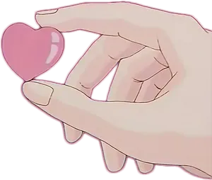 Anime Style Hand Holding Heart PNG Image