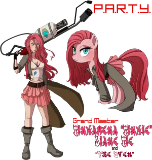 Anime Style Redhead Characters Party PNG Image