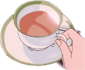 Anime Tea Cup Hand PNG Image